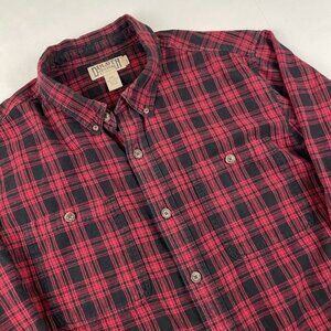 Duluth Trading Co. Flannel Shirt Men’s 2XL Trim Fit Button Up Plaid Red Black